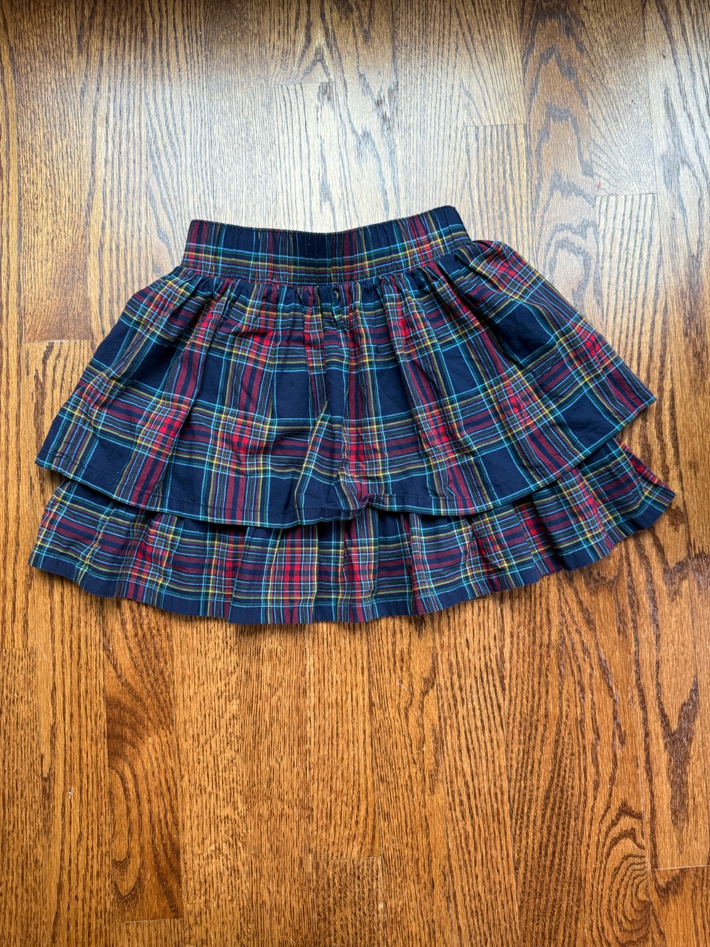 Hanna Andersson Tiered Chalkboard Plaid Skirt Sz 5
